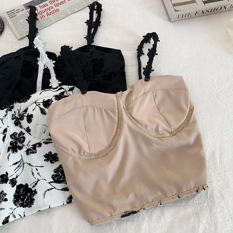 Chic Floral Print Padded Camisole Top
