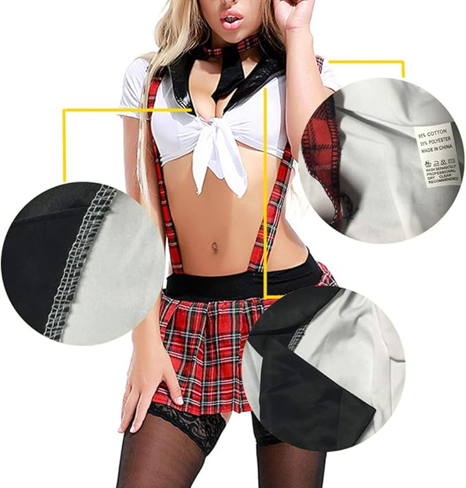 Red Plaid Tie Costume Set