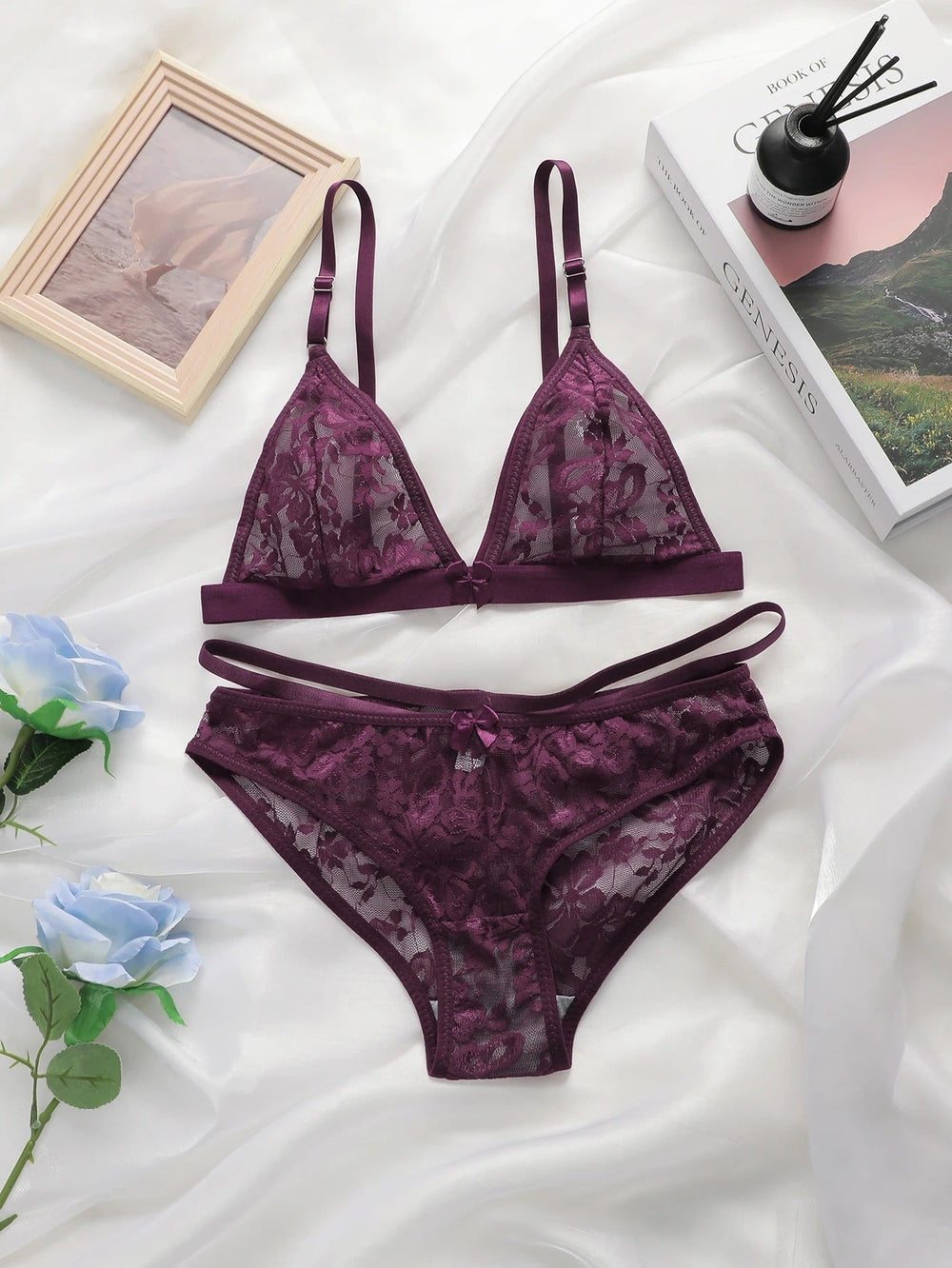 Ultra-thin Lace Flowers Floral non Padded Set
