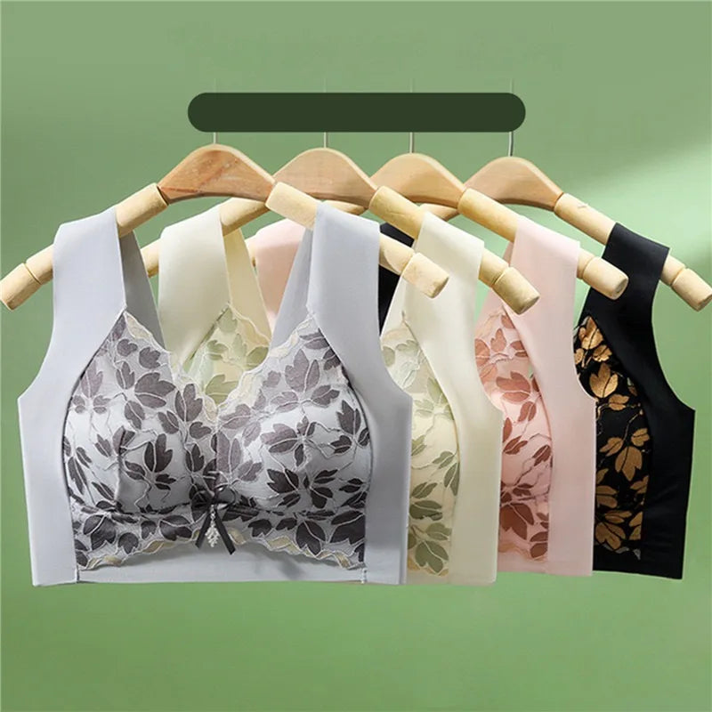 Leaf Print Anti-Sagging Bra