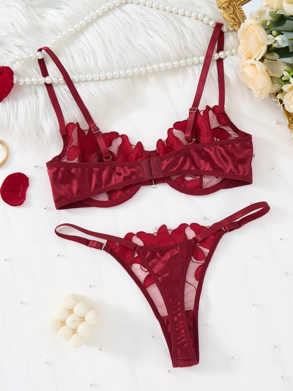 Luxury Floral Embroidery Lingerie Set