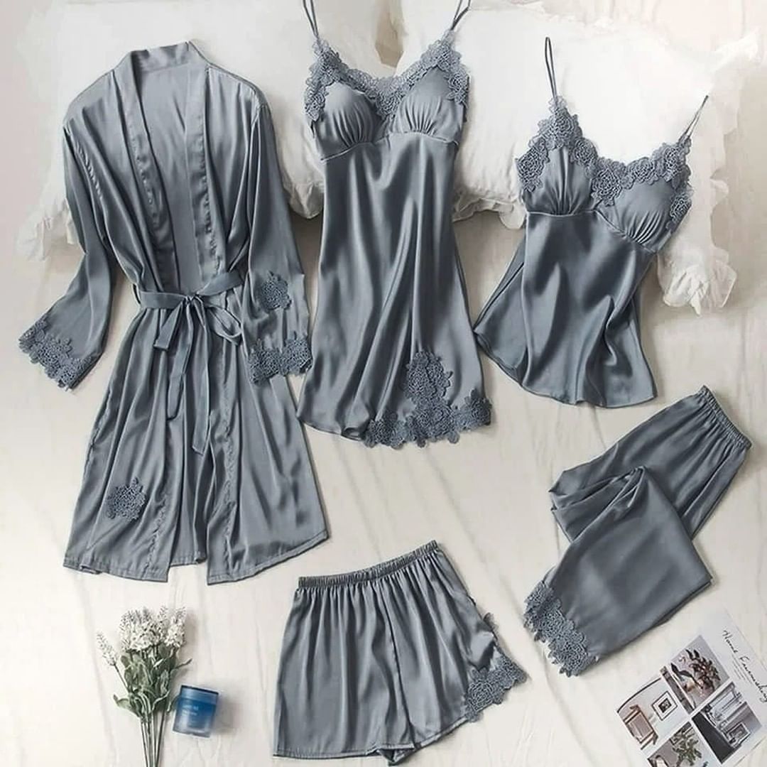Women's 5 Piece Silk Nighty Soft Comfortable Stuff