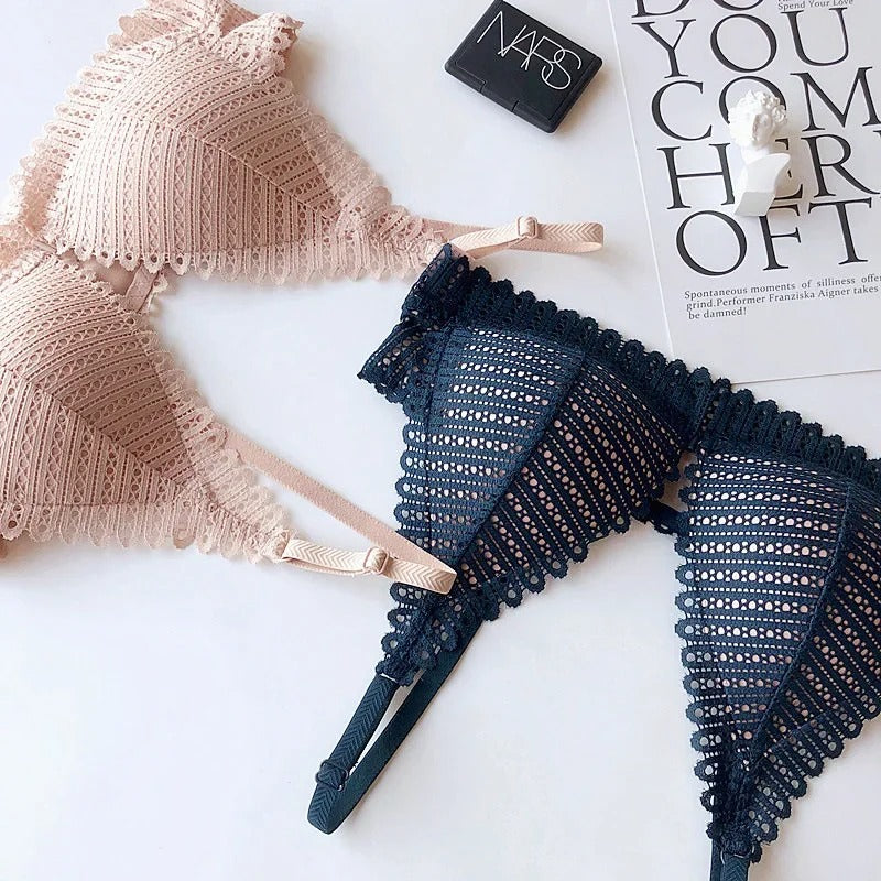 Front Closure Floral Lace Push Up Bra Set