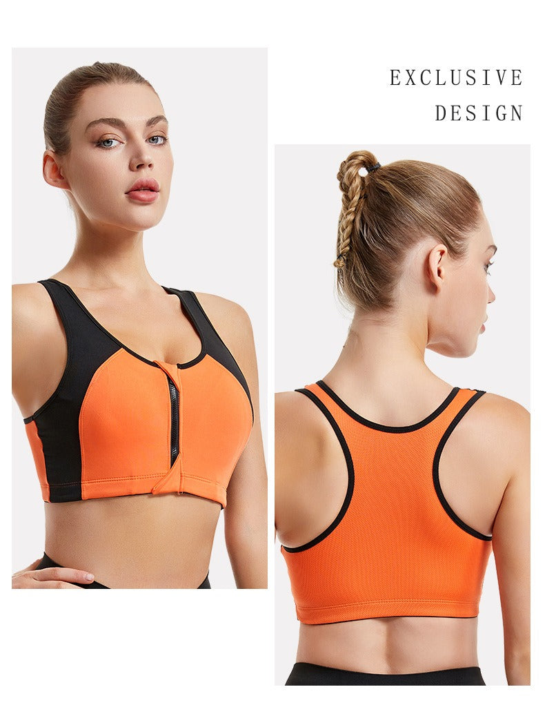 Shockproof Front Zipper Sports Bra