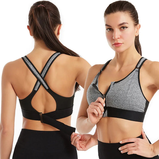 Breast Support Front Zipper Sports Casual or Gym Bra
