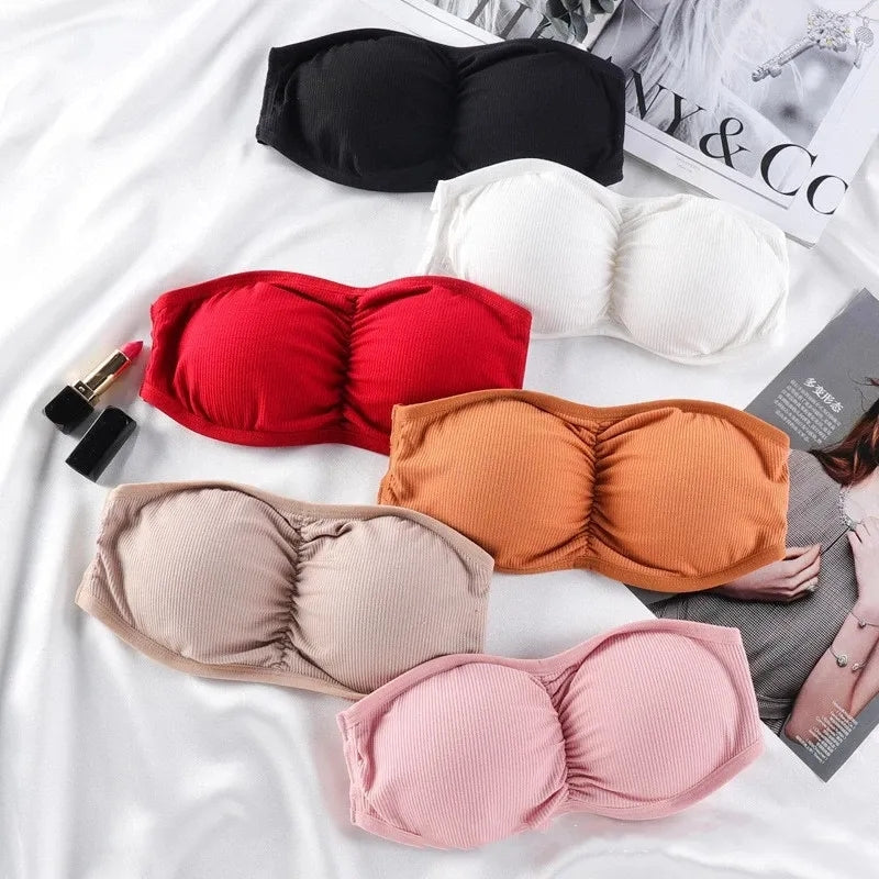 Women's Strapless Wireless  Paded Push-Up Bra