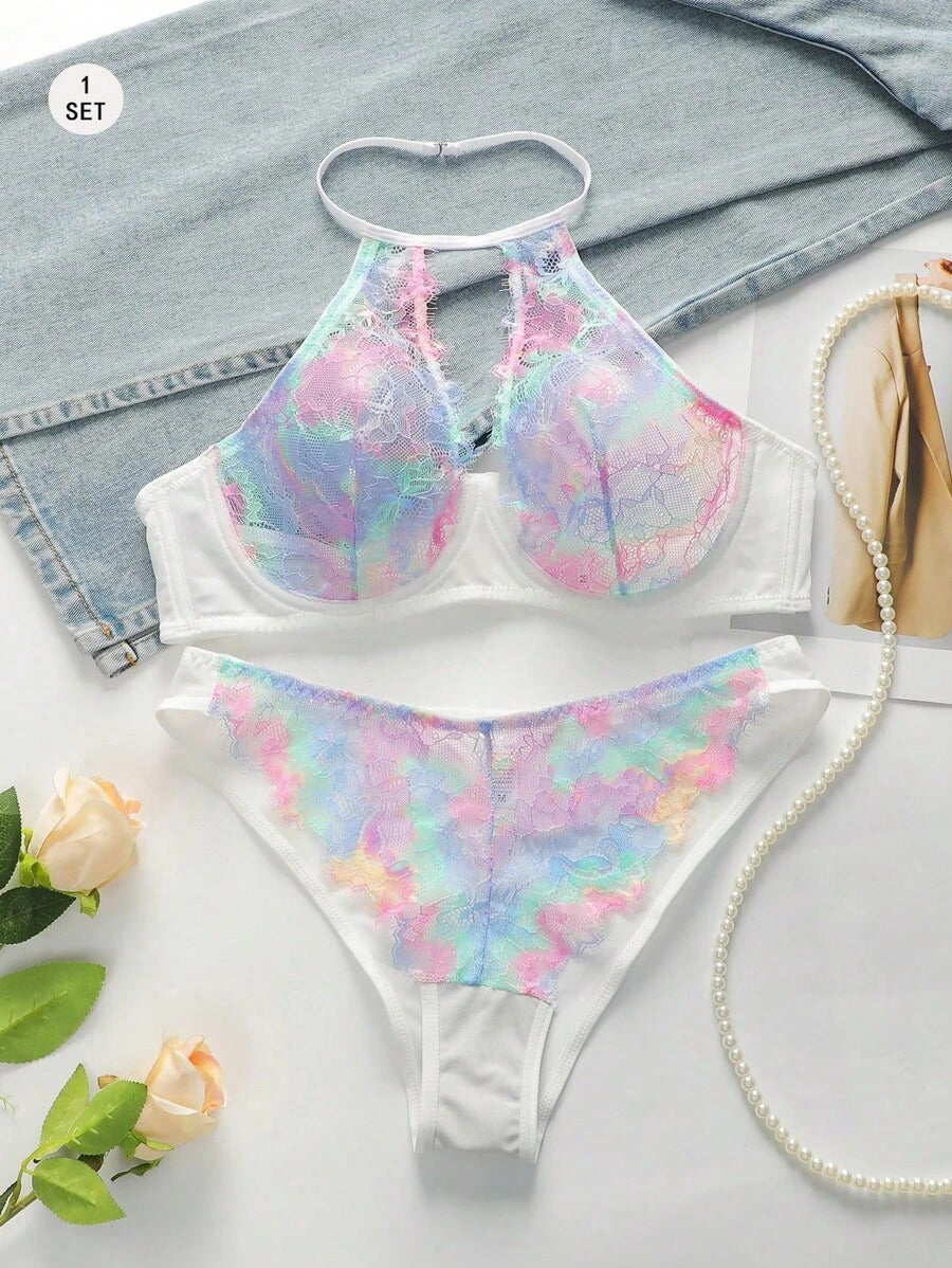 Rainbow Lace Non Padded Bra Set