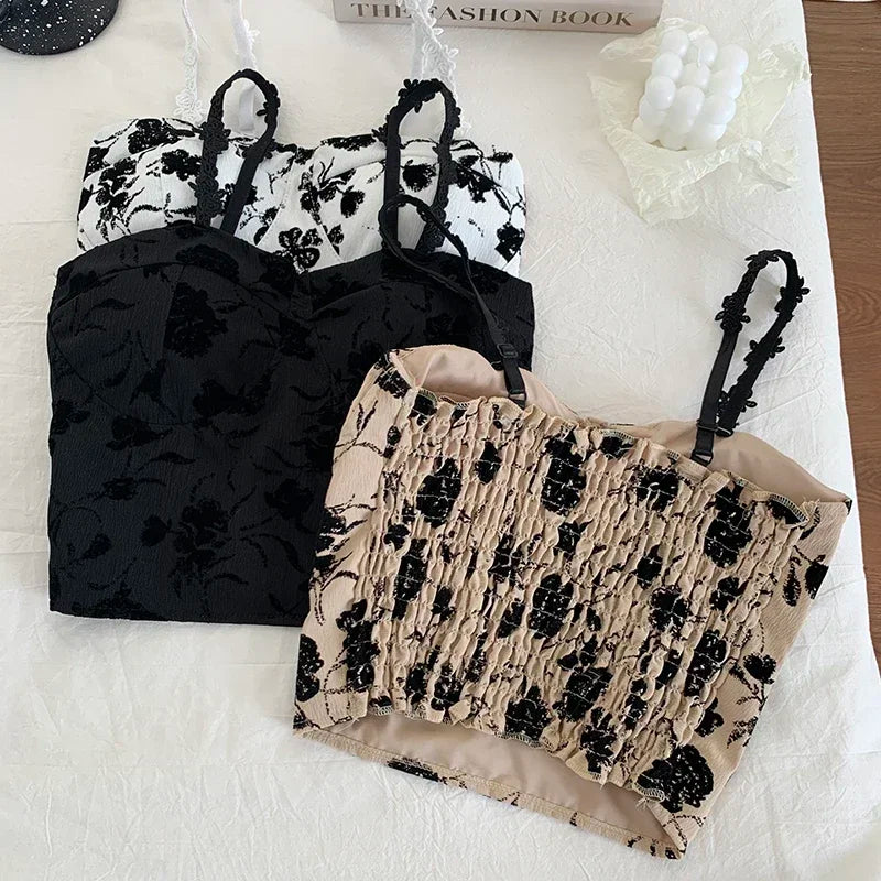 Chic Floral Print Padded Camisole Top