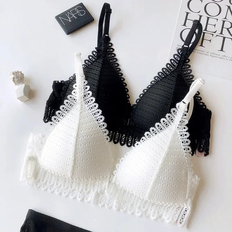 Front Closure Floral Lace Push Up Bra Set