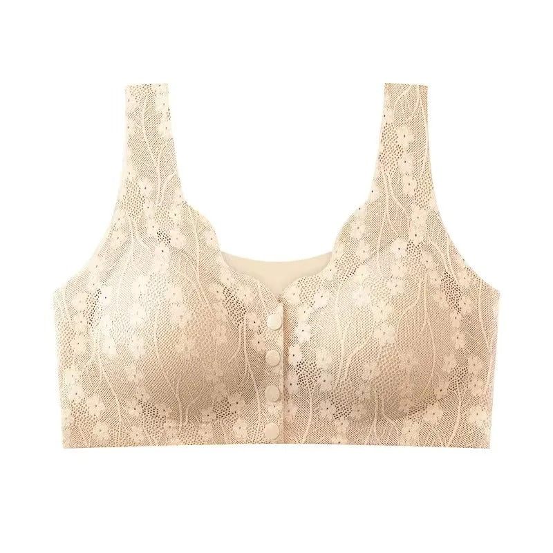Front Open Button Nursing Flower Bra
