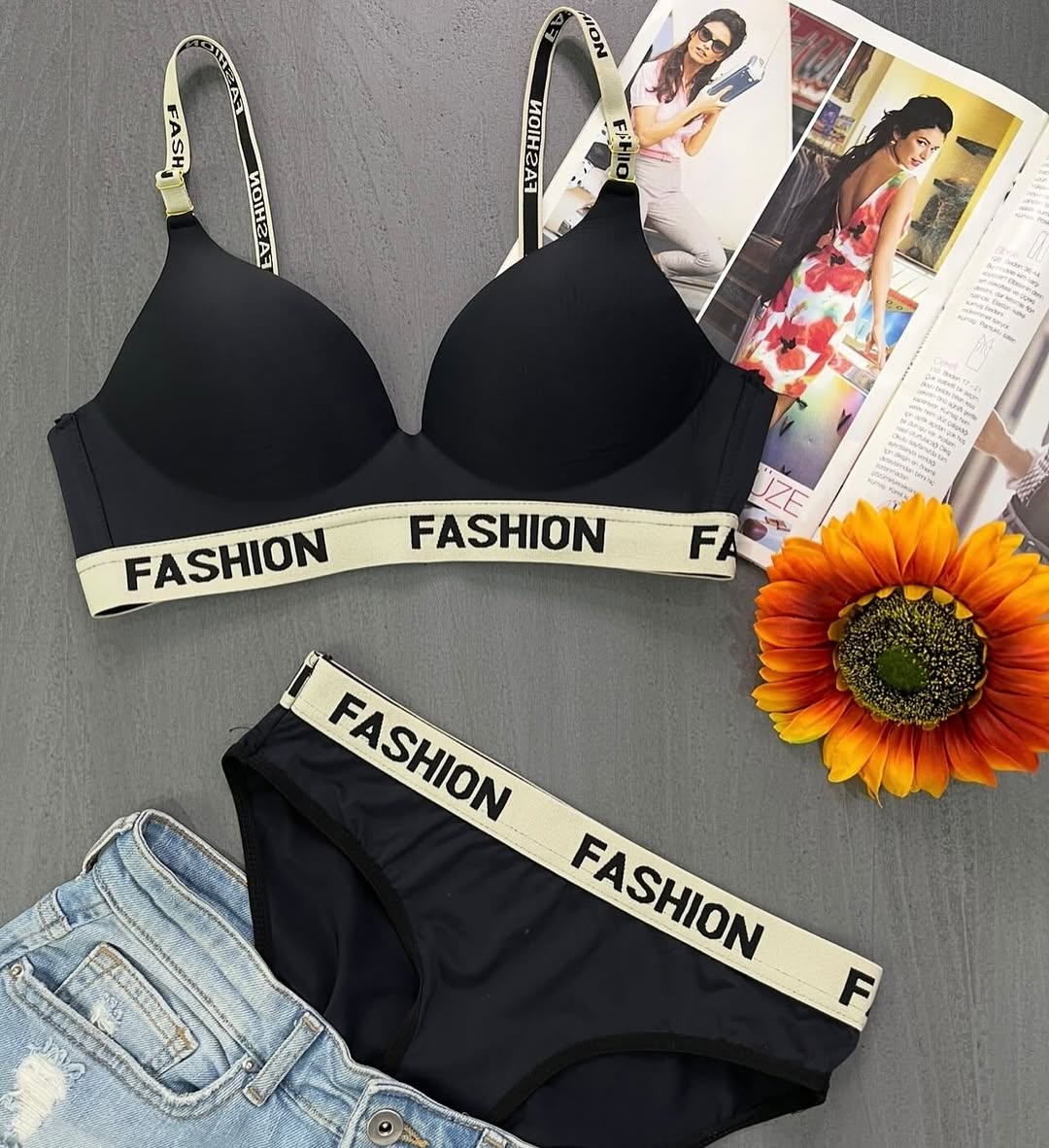 Ultra-Comfort Fashion Strap Padded Bra & Panty Set
