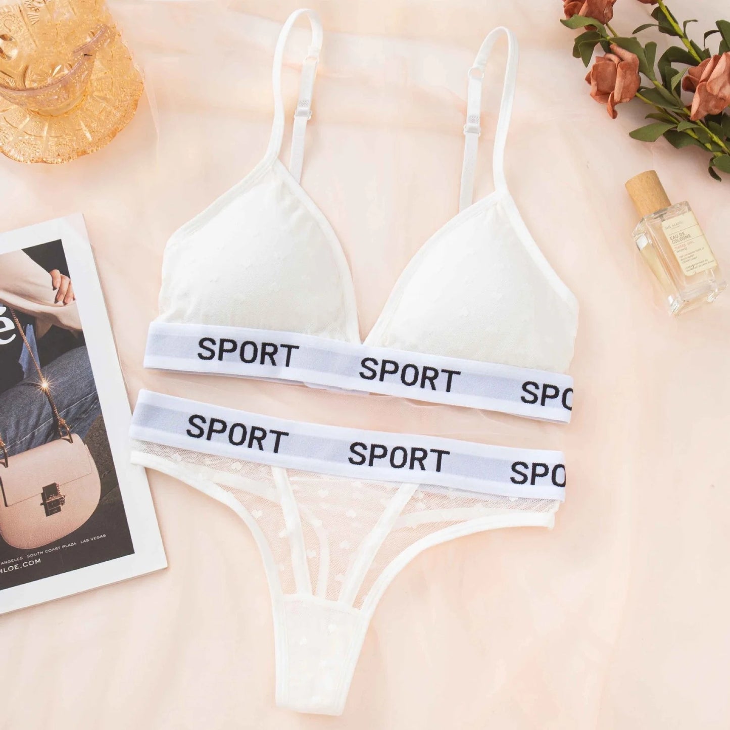 Sporty Net Bra & Panty Set – Soft Mesh Matching Set