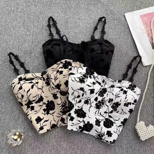 Chic Floral Print Padded Camisole Top