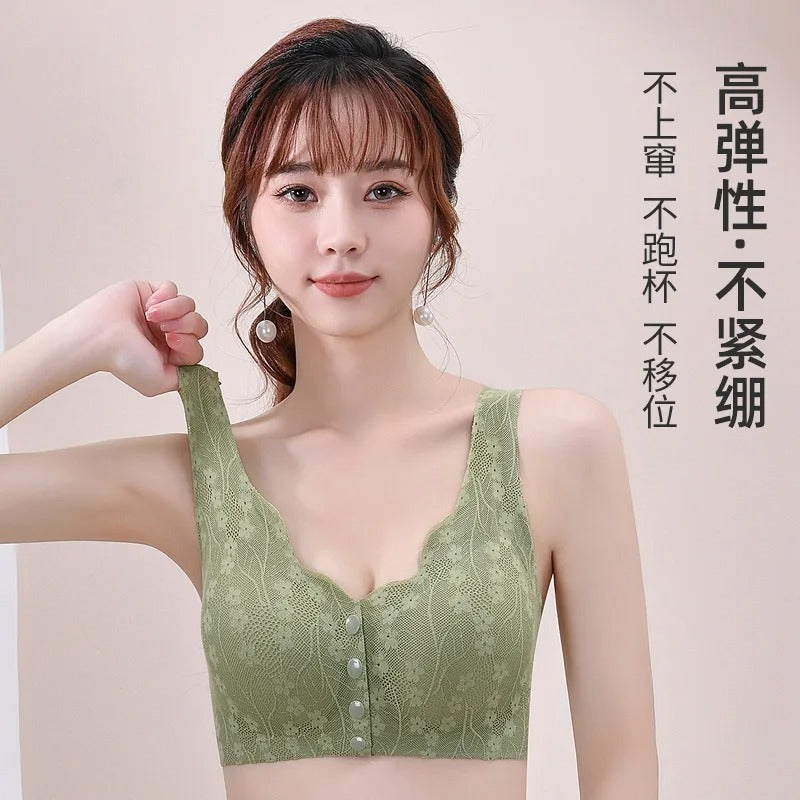 Front Open Button Nursing Flower Bra