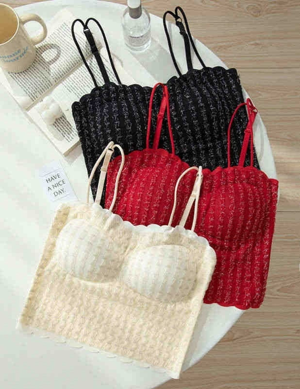 Shimmer Lace Strappy Camisole Top – Stylish Crop Cami
