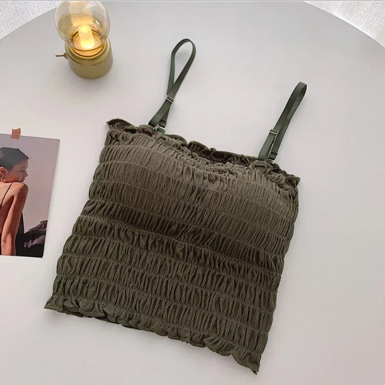 Women Pleated line Adjusted-strap Camisoles