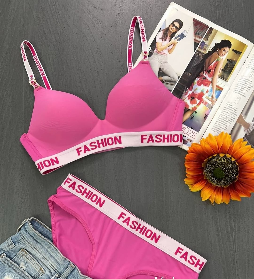 Ultra-Comfort Fashion Strap Padded Bra & Panty Set