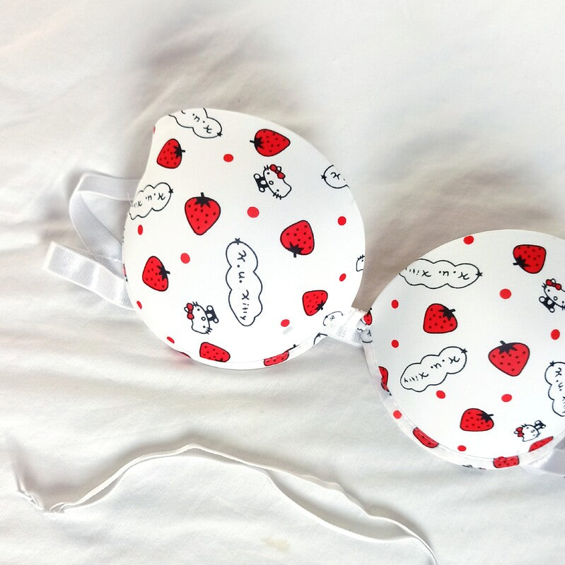 Hello Kitty High Quality Front Open 4 In 1 Push-up Print Adjustable Straps Bra Panty Set