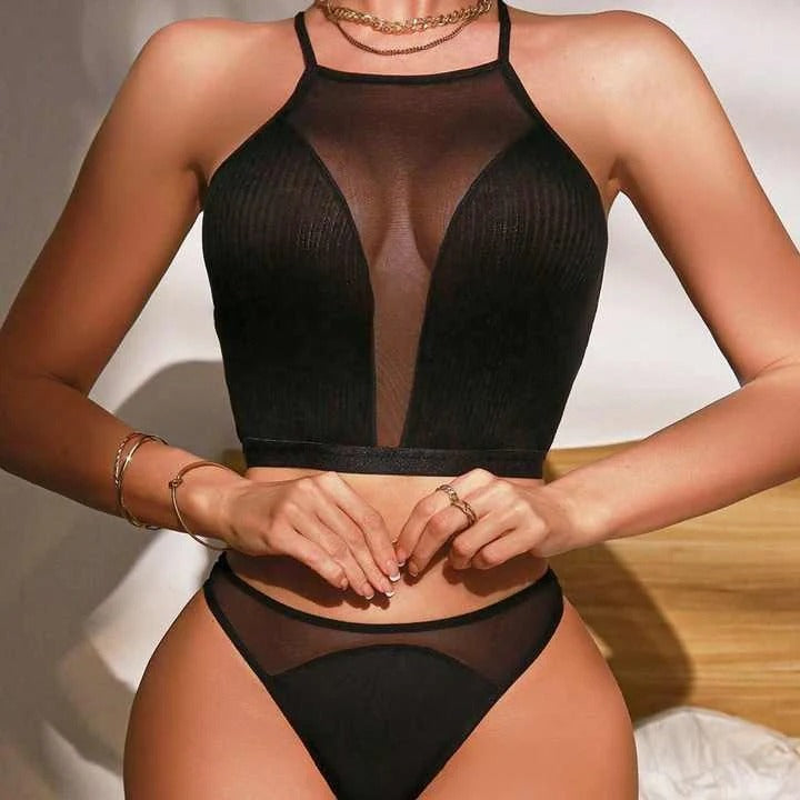 Women's Sexy Shadow Net Bra Set