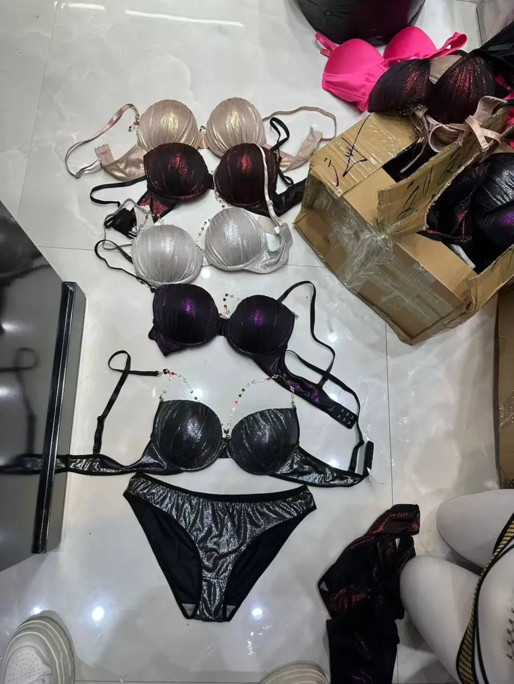 Fancy Beads Strap Bra set(Removable starps)