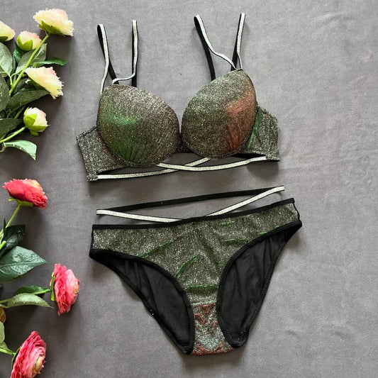 GlitterGlow sparkling Lingerie Set