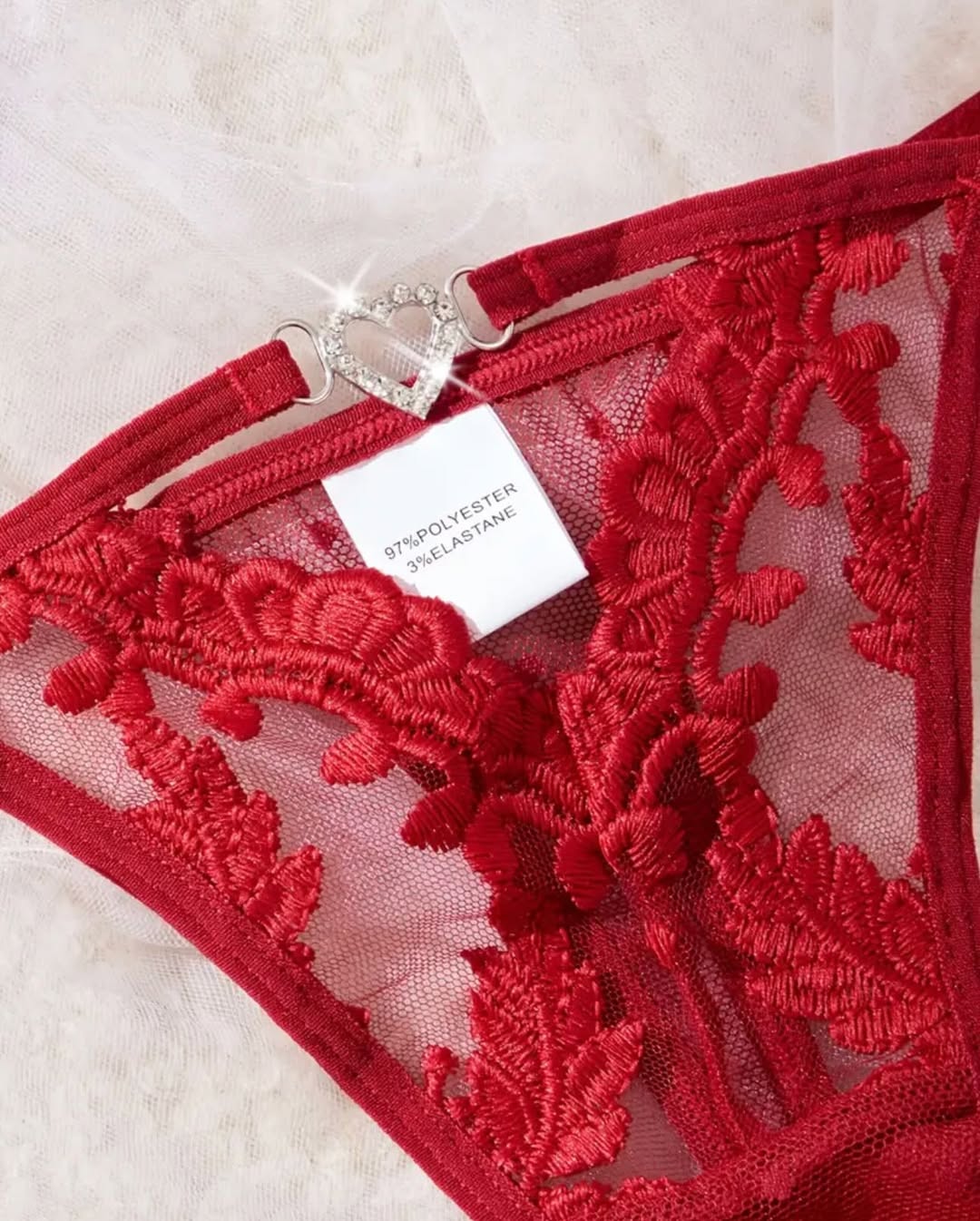 Baroque Floral Lace Crystal Heart Buckle Set