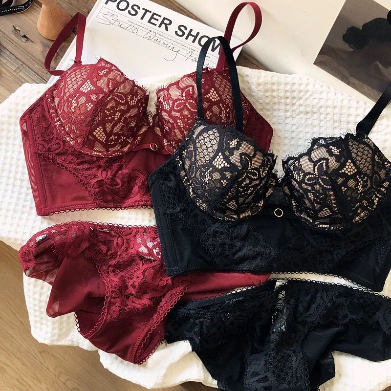 Soft Padded Lace Bra Set