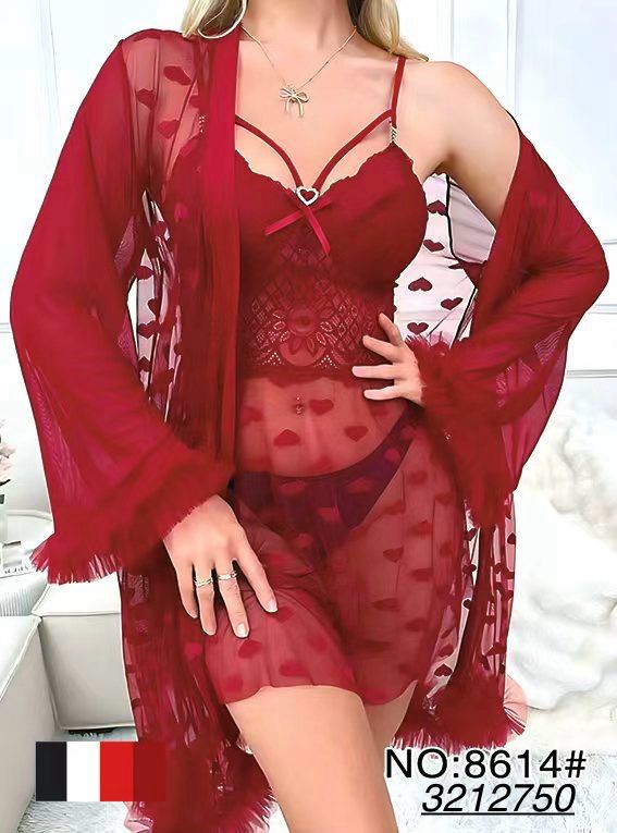 Romantic Heart Lingerie 3 Piece