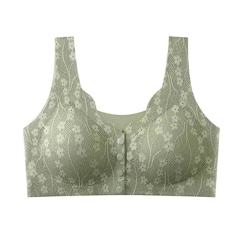 Front Open Button Nursing Flower Bra