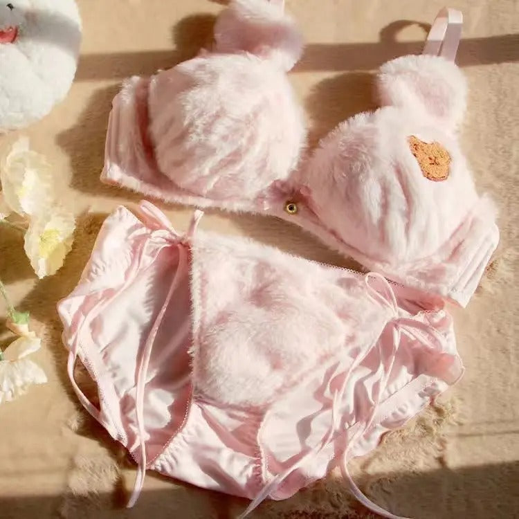 Blush Bear Fluffy Lingerie Set