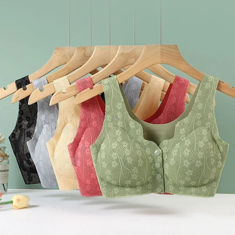 Front Open Button Nursing Flower Bra