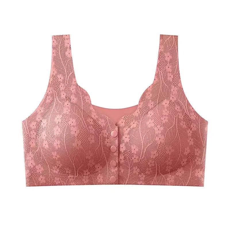 Front Open Button Nursing Flower Bra