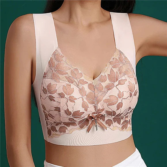 Leaf Print Anti-Sagging Bra