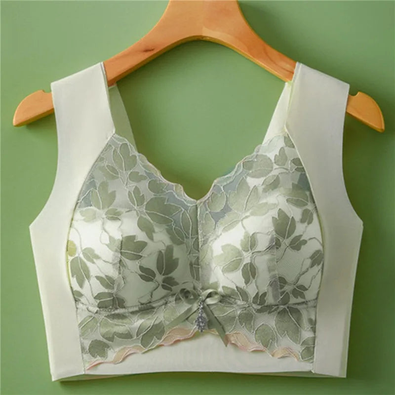 Leaf Print Anti-Sagging Bra