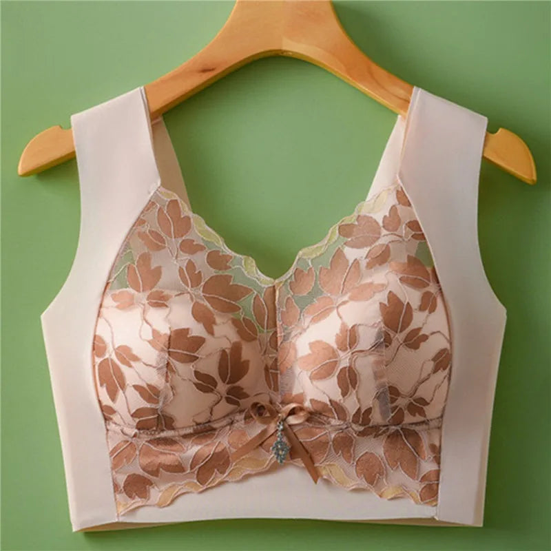 Leaf Print Anti-Sagging Bra