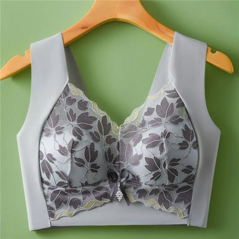 Leaf Print Anti-Sagging Bra