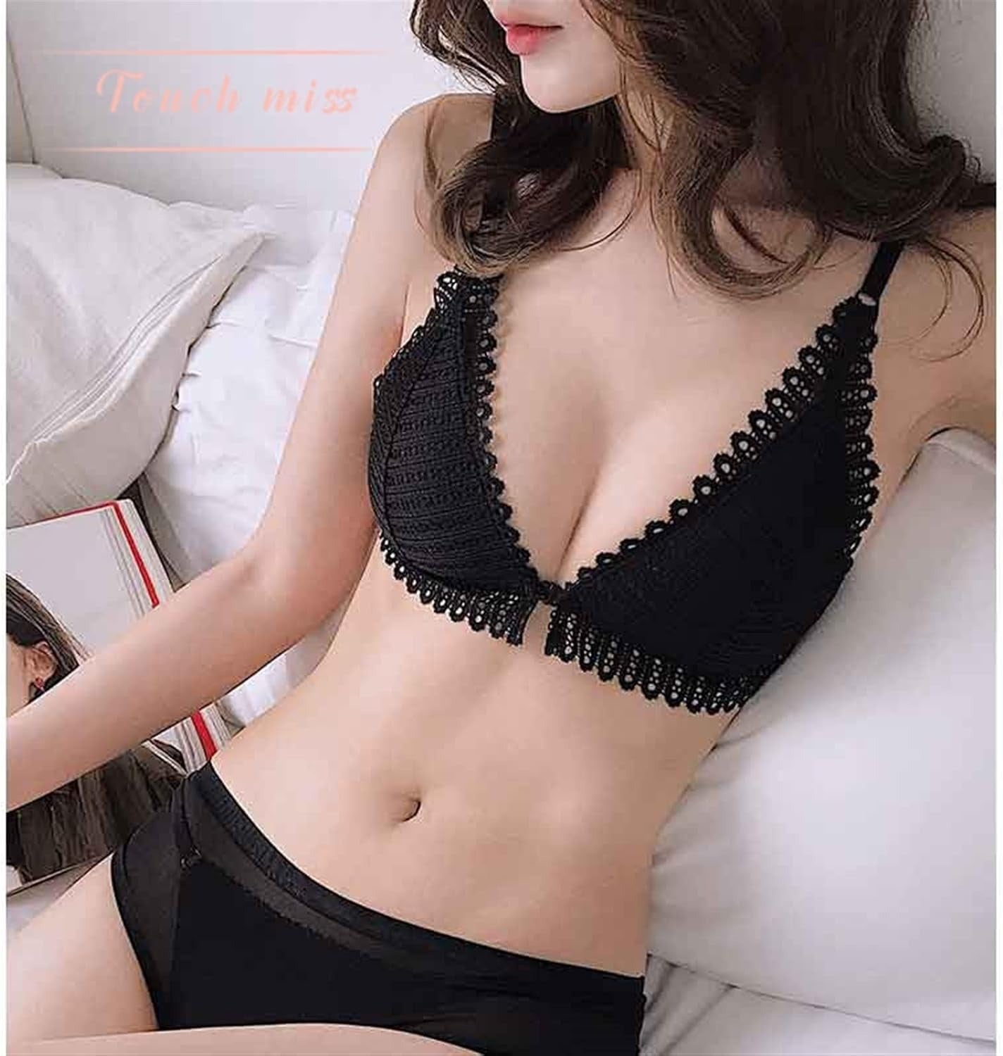 Front Closure Floral Lace Push Up Bra Set