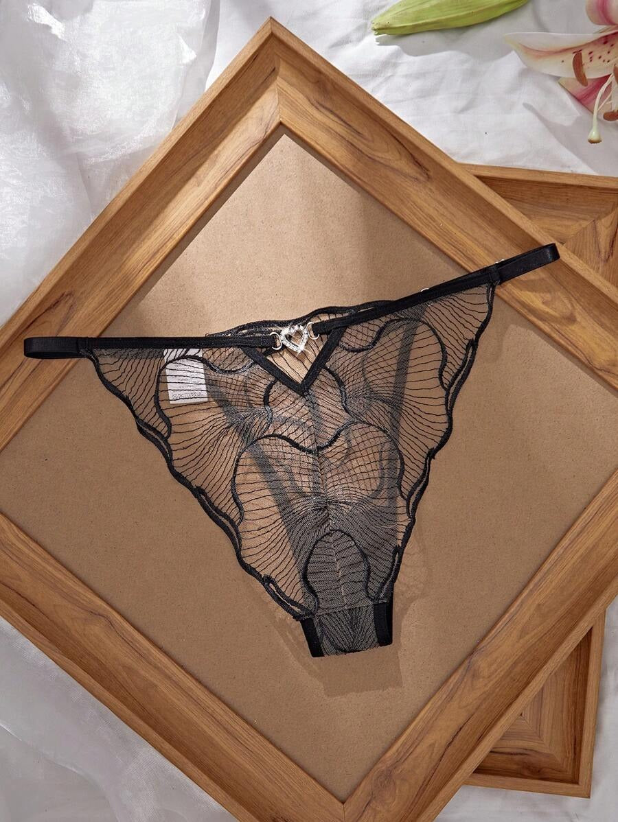 Leaf Embroidered Sheer Mesh Set