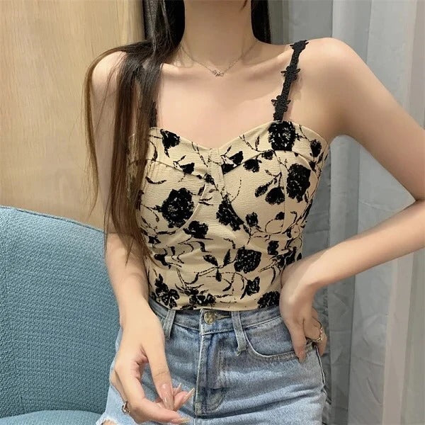 Saxy Floral Padded Crop Top