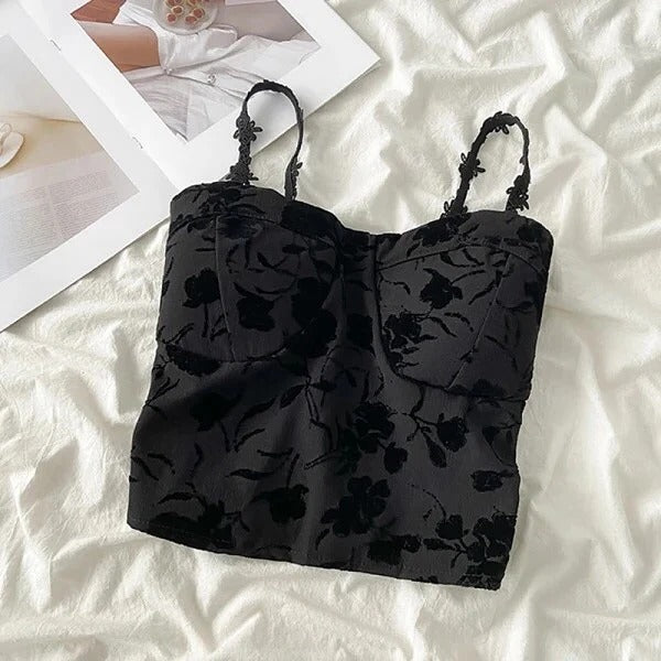 Saxy Floral Padded Crop Top