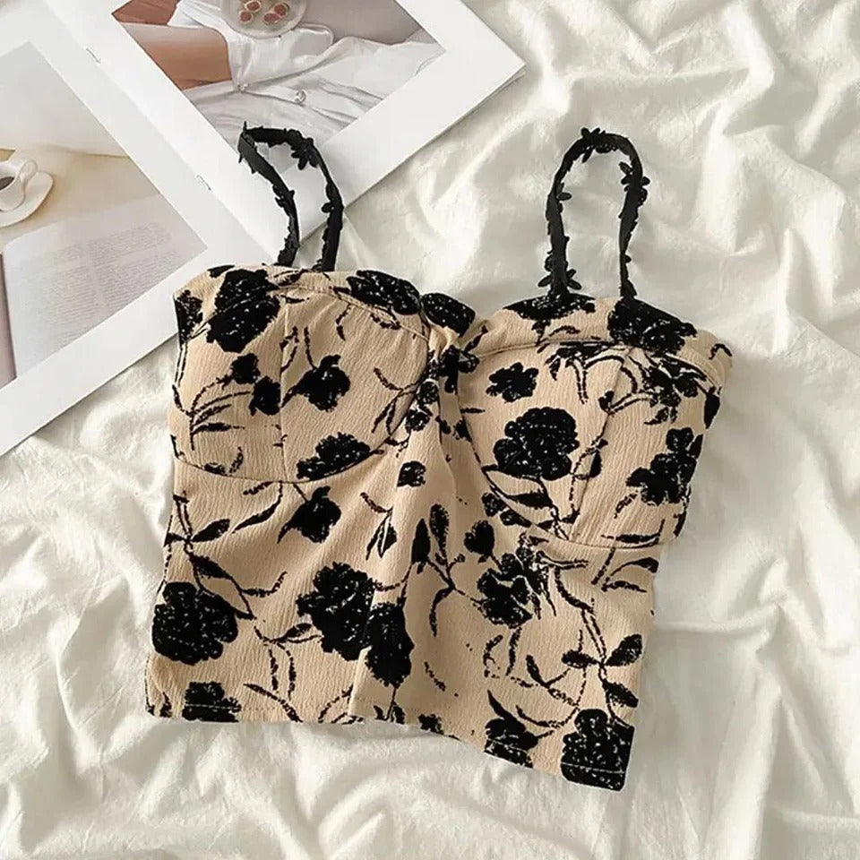 Saxy Floral Padded Crop Top