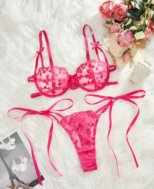 Romantic Heart Lace Ribbon Tie Set