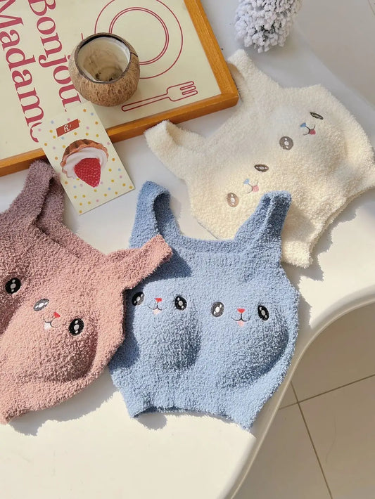 Cute Fuzzy Bunny Face Padded Bra – Ultra Soft & Comfy