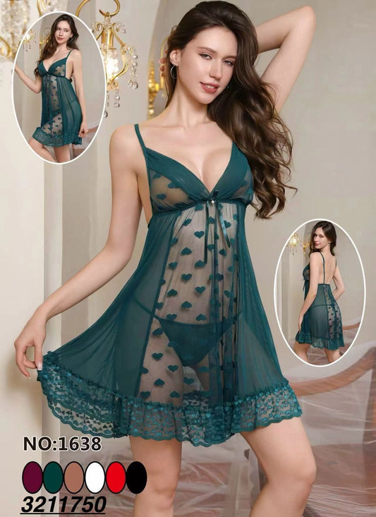 Love Dot Mesh Nightdress