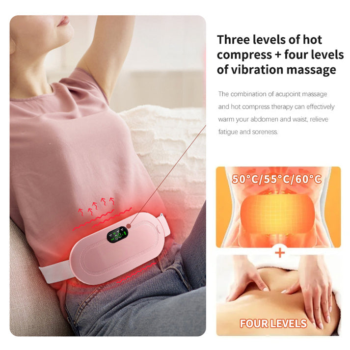 Periods Heating Pad Waist Vibration Massage Device for Cramps Period Pain Relief