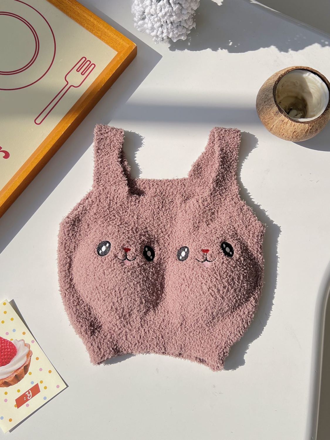 Cute Fuzzy Bunny Face Padded Bra – Ultra Soft & Comfy