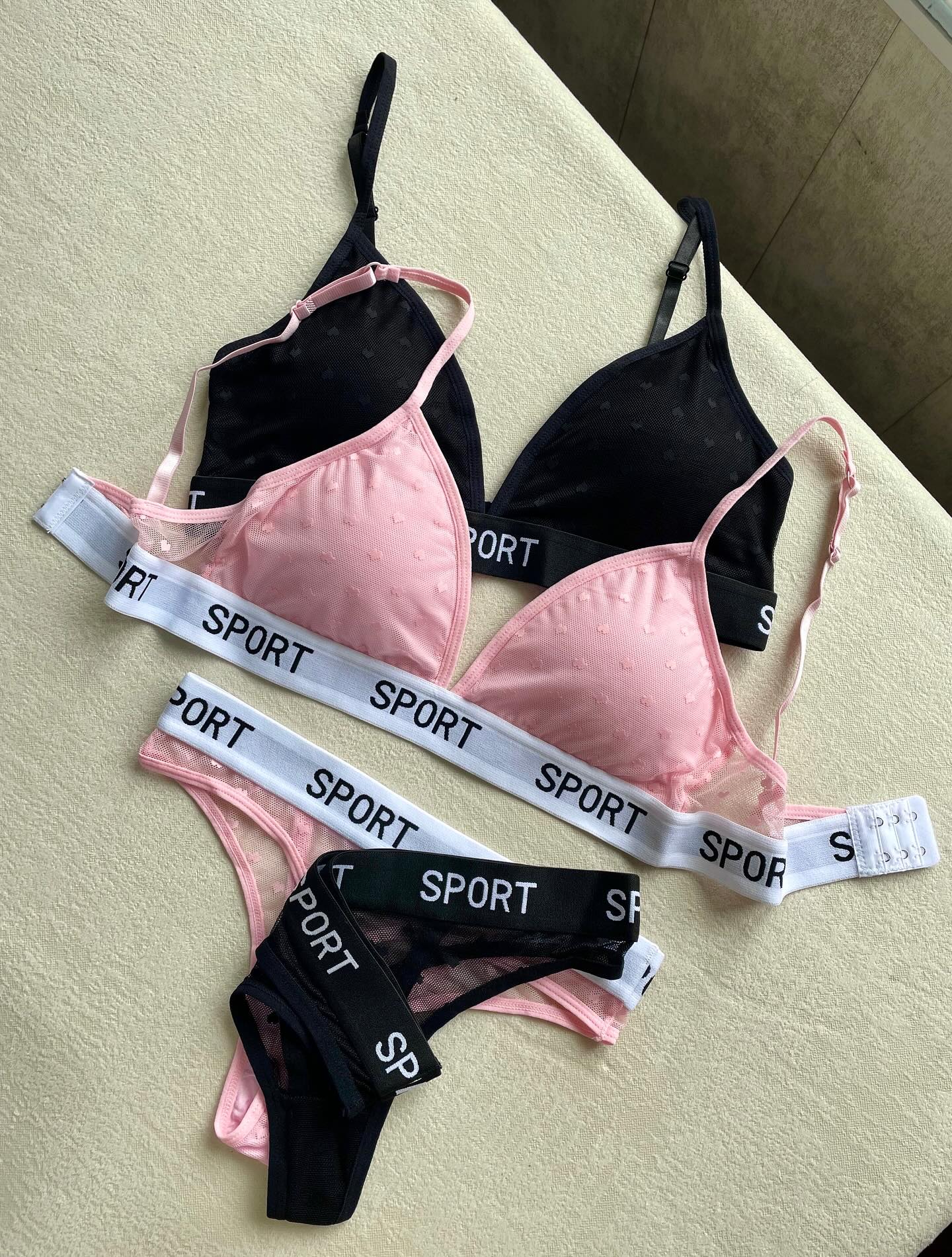 Sporty Net Bra & Panty Set – Soft Mesh Matching Set