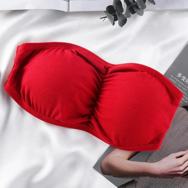 Women's Strapless Wireless  Paded Push-Up Bra