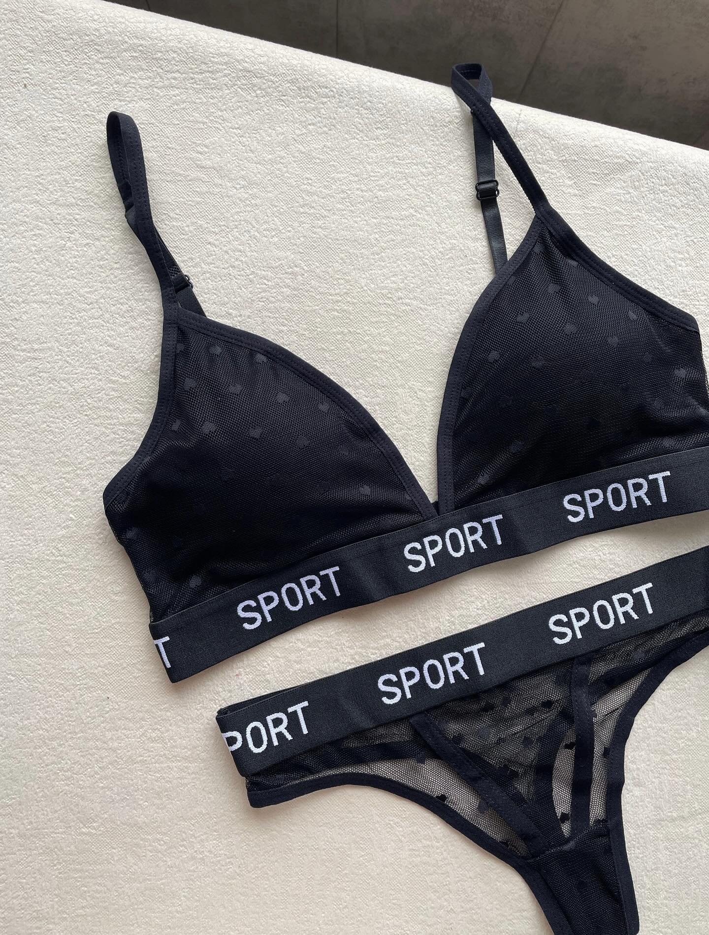 Sporty Net Bra & Panty Set – Soft Mesh Matching Set